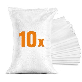 TK THERMALKING 10 x Sandbags for Flood - Empty Sandbag with Drawstring for Filling - Flood Protection Cellar Window - PP Fabric Bag White (40 x 60 cm)