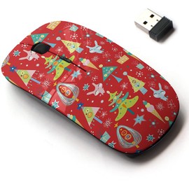 CJCBROES 2.4G Wireless Mouse with Cute Pattern Design for All Laptops and Desktops with Nano Receiver - Christmas Trees Bunnies