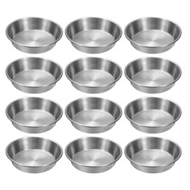 sourcing map 4 Inch Stainless Steel Sauce Dishes, 12 Pcs Mini Individual Round Seasoning Dishes Condiment Tray Sushi Dipping Bowl Mixing Saucers Appetizer Plates for Prep Side Dish, Silver