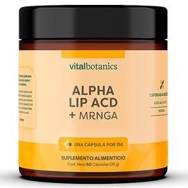 Alpha Lipoic Acid + Moringa 60 cápsulas. VitalBotanics Suplemento alimenticio a base de Acido Alfa Lipoico. Suplementos Alimenticios. Multivitaminico. Vitaminas para Mujer y Hombre.