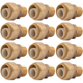 SharkBite 3/4 Inch x 1/2 Inch MNPT Bullnose Adapter, Pack of 12, Push to Connect Brass Plumbing Fitting, PEX Pipe, Copper, CPVC, PE-RT, HDPE, U138LF