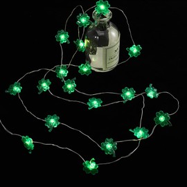 St. Patrick's Day Decorative Lights Green Shamrocks Clover Hat LED String Light 10 Ft 30 Leds Lucky Clovers Lights (Shamrocks)