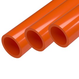FORMUFIT PVC Pipe, 1-1/4" Size, (1.660" Actual OD) Sch 40 Furniture Grade, Orange (40"L x 3-Pack) DIY Structural for Greenhouse, Garden, Dog Agility and Maker Projects - P114FGP-OR-40x3