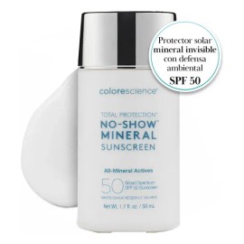 Colorescience | No-Show | Bloqueador Solar Mineral | Protector Solar Facial | Acabado Aterciopelado | Textura Ultra Ligera | Skin care | Makeup y Bell