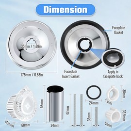 Enhon Tub and Shower Trim Kit, Compatible with Moen/Posi/Temp 2510 2520 2570 2590 Single Handle Tub/Shower Valve, Escutcheon Screws Tube(Knob Handle)