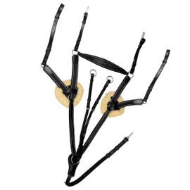 Exion 5-Point Horse Breastplate with Sheepskin Padding, Running Attachment & Brown Elastic | Premium Leather English Breastplate for Show Jumping & Eventing