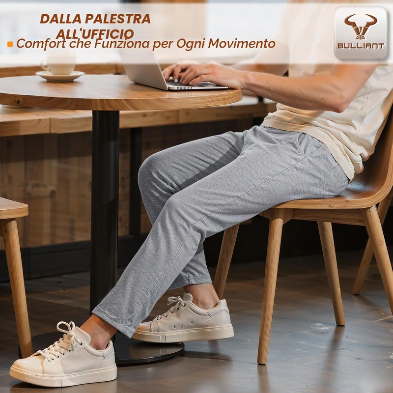 BULLIANT Pantaloni Jogging Uomo, Pantaloni Sportivi Uomo(Grigio Chiaro,XL)