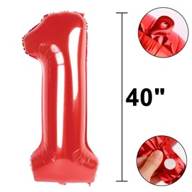 40 Inch Red Number 16 Digital Balloon,Jumbo Mylar Foil Helium Balloon for 16 Balloons for Birthday Party,Wedding Anniversary Party Decorations