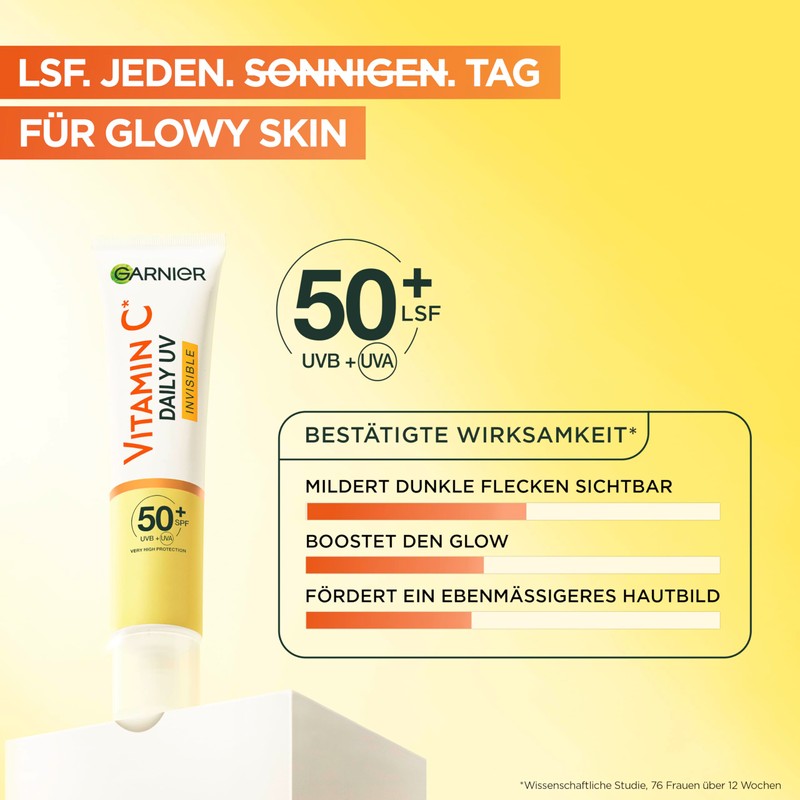 Garnier Vitamin C Sun Protection Cream, Invisible Brightening Fluid, SPF