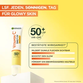 Garnier Vitamin C Sun Protection Cream, Invisible Brightening Fluid, SPF 50+, Protects and Corrects Sun Damage, for Face & Neck, Vegan, For All Skin Types, Daily UV Invisible, 40 ml