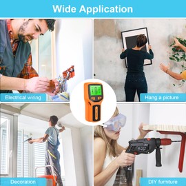 Aumotop Stud Finder Wall Scanner - 5 in 1 Electronic Stud Detector with HD LCD Display, Wood AC Wire Metal Studs Detection, Orange