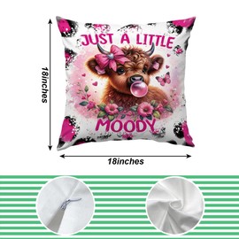 Baby Highland Cow Pillow Covers Cow Pillows Pink Bow Decorative Throw Pillows Cow Decor for Bedroom Highland Cow Bedding Soft Flannel Fluffy Couch Pillow Covers for Home Sofa Bedroom Office