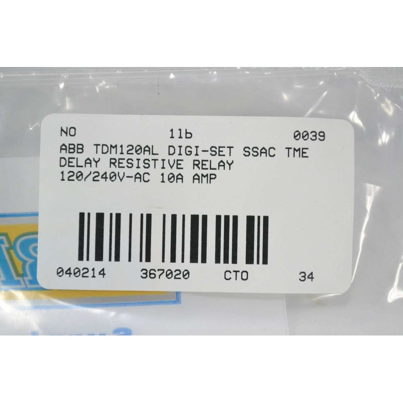 ABB SSAC TDM120AL DIGI-SET TIME DELAY RESISTIVE RELAY 120V-AC 10A