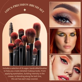 Jessup Brush Set Makeup Brush Eye Brush Set 16 Pieces Eyeshadow Brush Make Up Brush Set Cosmetic Brush Makeup Brush Eye Makeup Brushes Synthetic Hair Black T272