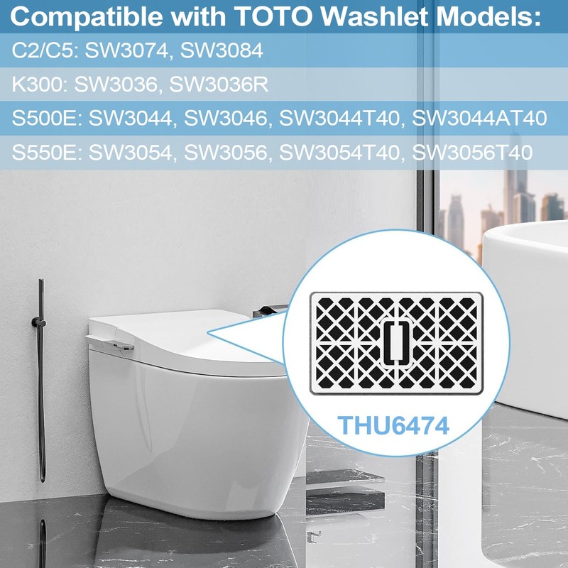 3 Pack Deodorizer Filter Cartridge Compatible with TOTO THU6474-01 THU6474#01