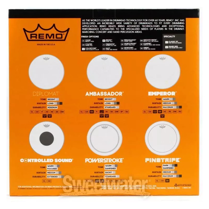 Remo Ambassador 3-pc Tom Pack - 10"/12"/16" - Ebony