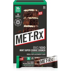 MET-Rx Big 100 Colossal Protein Bars Mint Super Cookie Crunch, 4 Count Meal