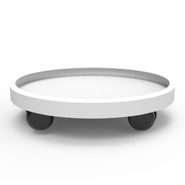 WanderingDonkey 11 Inch Heavy Duty Plant Caddy with Wheels,Rolling Plant Stand Pot Trolley,Wheeled Planter Saucer Tray,Potted Flower Mover Dolly with Casters Round Coaster for Indoor outdoor,White