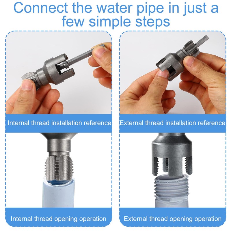 Lyreh 2pcs Integrated Internal & External Pipe Threading Tool, Steel
