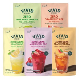 VIVID KITCHEN Peach Iced Tea Pouch Drinks – Zero Sugar, Zero Calories | Korean Convenience Store Drink | No Artificial Preservatives or Corn Syrup | 6.4 fl oz (10 Pouches) (10 Pouch, Peach Iced Tea)