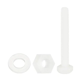uxcell 300 Pcs/100 Sets Nylon Hex Bolts, M4 x 30mm Plastic Full Threaded Hex Head Screws Bolts and Nuts with Flat Washers for Machinery Electronics Industrial Accessories, White