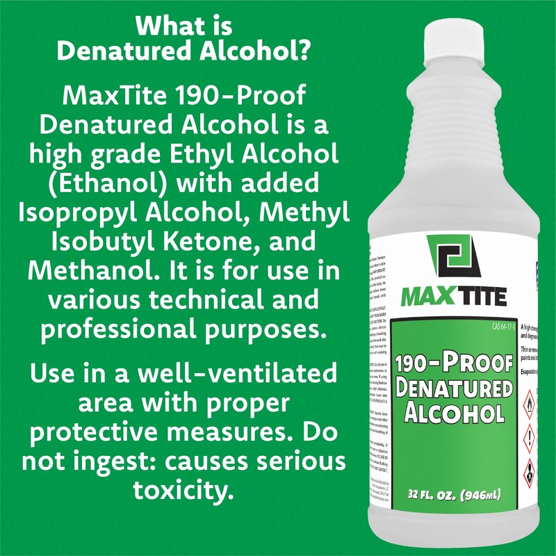 MAXTITE 190-Proof Virgin Denatured Alcohol (4 Gal Total, 16x 32oz