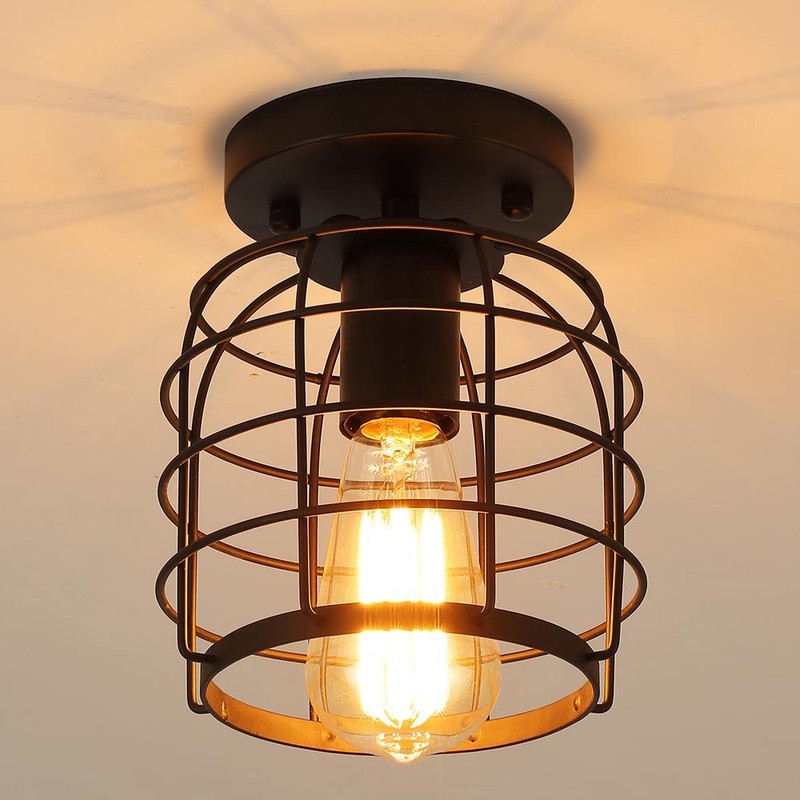 Create for Life® Industrial Vintage Flush Mount Ceiling Light,Rustic Metal