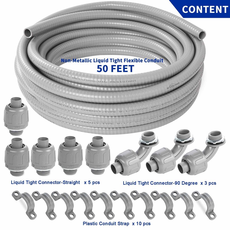 (1/2" Dia * 50 Feet) Yariwiz Flexible Electrical Conduit Liquid