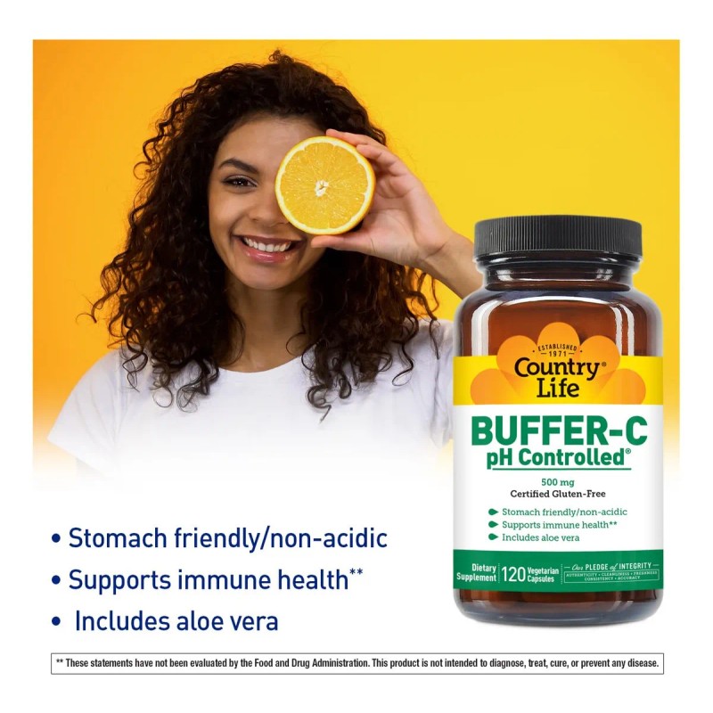 Vitamina C 500 mg Country Life Buffer-C 120 Cpsulas Veganas