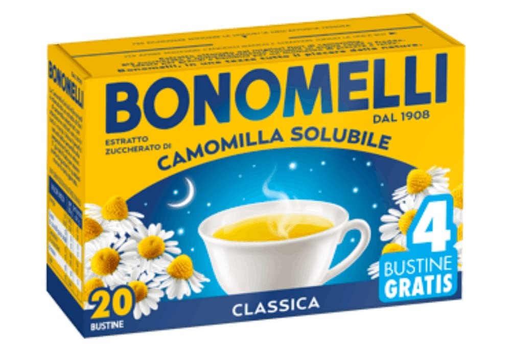 Bonomelli Classic soluble chamomile, concentrate from selected flowers, gives moments of calm and relaxation, pack of 20 sachets