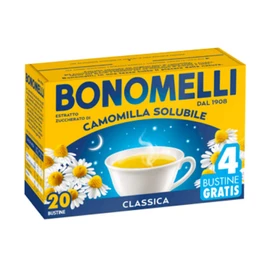Bonomelli Classic soluble chamomile, concentrate from selected flowers, gives moments of calm and relaxation, pack of 20 sachets