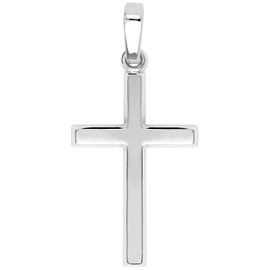 MyGold cross pendant (without chain), yellow gold, white gold, 375/585/750 gold, (9 ct / 14ct / 18ct), 25 mm x 12 mm gloss necklace pendant, gold pendant, gold cross, gift Landour, MOD 02220, Silver