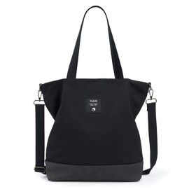 KALIDI Groß Damen Umhängetasche/Handtasche Canvas Tasche Schultertasche Totepack Shopper Casual Hobo Bag Crossbody Bag für Schule Büro Arbeit Reisen Ausflug Einkauf (Schwarz2)
