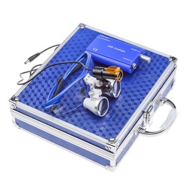 NSKI 3.5X Loupes Magnifying Glasses + 5W Lamp Belt Clip Type with Filter Aluminum Box (Blue)