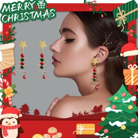 AOVNA Christmas Earrings for Women Christmas Tree Girl Heart Shaped Earrings Holiday Christmas Earrings Dangling for Women Girls Jewelry Gifts