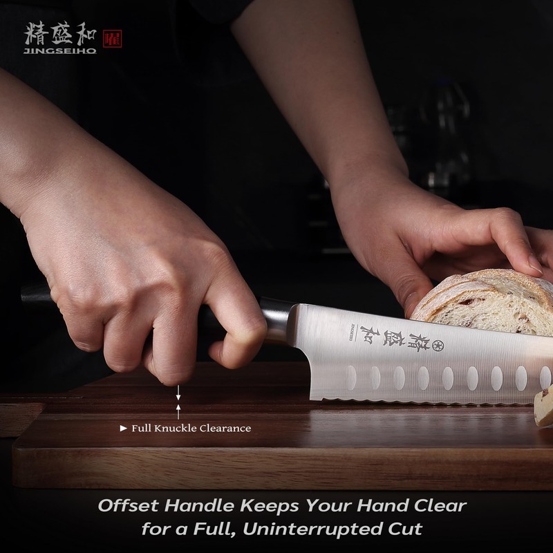 Jingseiho Bread Knife for Homemade Bread,Serrated Blade 10 in with
