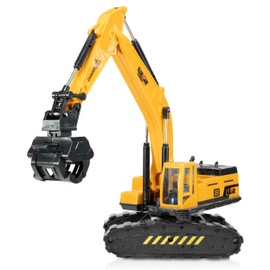 Oramics Crawler Excavator, Chain Excavator, Construction Site Vehicle, Metal Plastic with Retraction Function and Rotating Mechanism, Toy Excavator, Rotating Cabin, Movable Gripper Arm, Children's Toy
