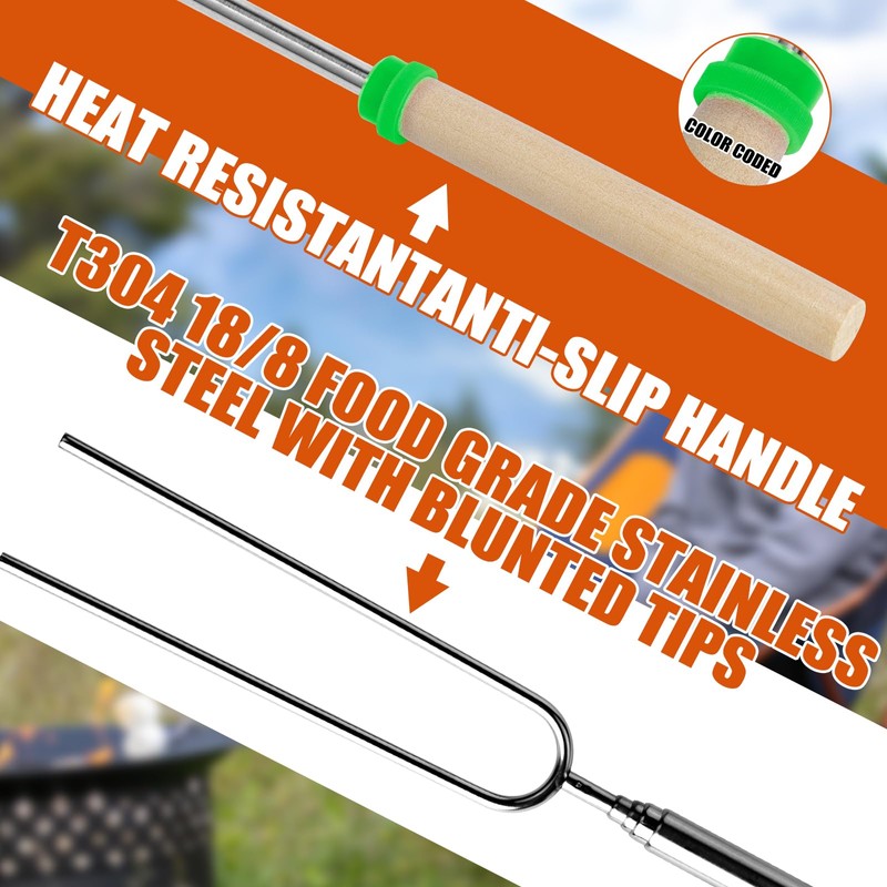 Briout Extendable Stainless Steel Roasting Sticks - Smores Sticks for