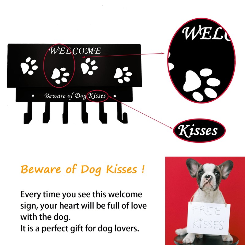 Dog Leash Holder for Wall, Storage and Mail Organizer, Key
