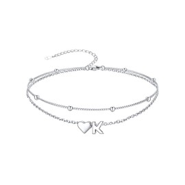 SILVERCUTE Anklets for Women Large Size, Initial Ankle Bracelet Sterling Silver