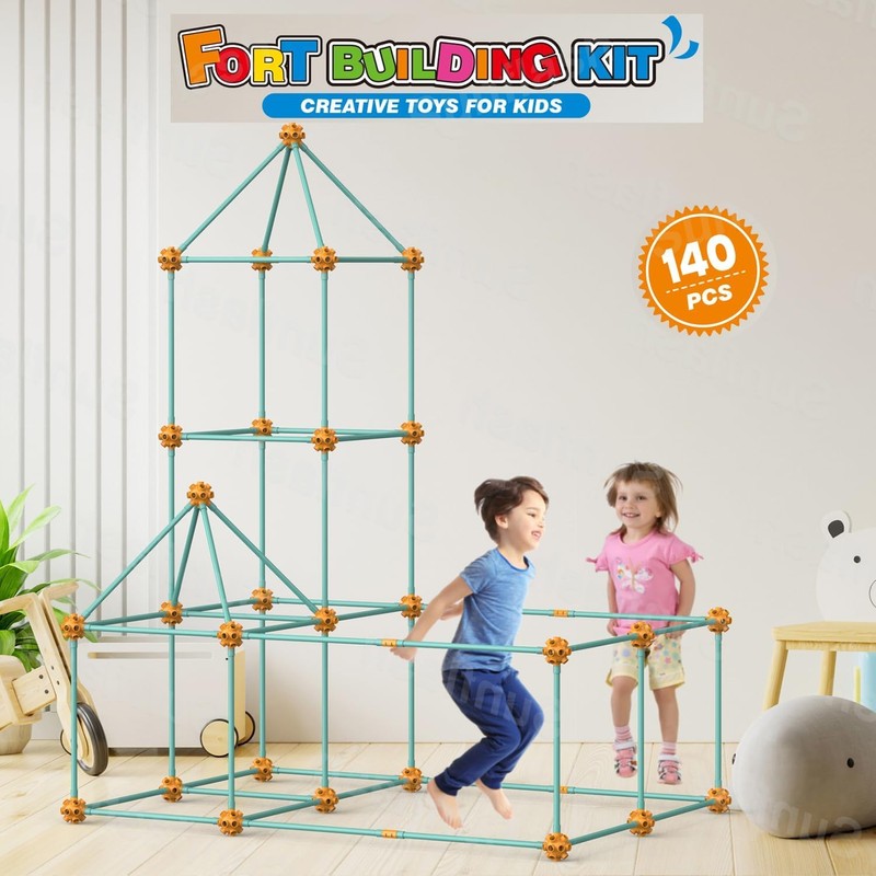 140 PCS Fort Building Kit for Kids Age 4-10, Den