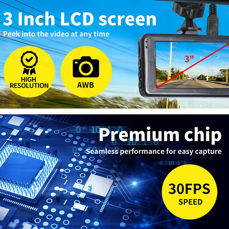 3in LCD Car Dash Camera Cam Motion Detection 120° Wide
