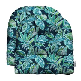 RSH Décor Tufted U-Shape Wicker Seat Cushions, Set of 2 – 22" x 22" x 6" Plush Patio Chair Pads – Water & Fade-Resistant, Reversible Outdoor Replacement Cushions (Crestwood Marine) - Made in USA