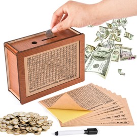 Cash Vault Wooden Money Saving Box, Cash Saving Box for 200 1000 2000 3000 5000 10000 Money Saving Challenge,Boy Girl Child Adult Wooden Piggy Bank Box with Counter