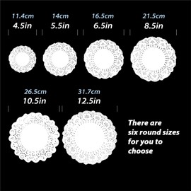 White Round Lace Paper Doilies 4.5 Inch Disposable Lace Placemats for Food, Desserts,Cakes, and Baked Treats, Pack of 100