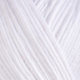 Estako Happy Cotton, 60% Cotton 40% Acrylic Yarn, Soft, Fine/Sport (2) for Crochet and Knitting 1.76 Oz (50g) / 180 Yrds (165m) (4110 - White)