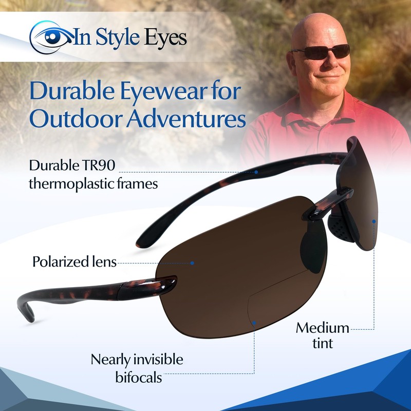 In Style Eyes Lovin Mawi Wrap Around Bifocal Sunglasses, Rimless