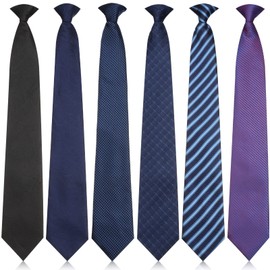 Janmercy 6 Pcs Clip on Tie for Men Clip on Easy Necktie Striped Tie Solid Plaid Dots Men's Ties Mixed Lot for Office School, 20 Inch, Elegant Style