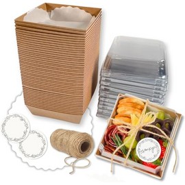 BR Market Small Charcuterie Box Set with Clear Lids, Brown, 50 ct, 5 inch x 5 inch