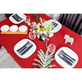NIBLO Tablecloth, Table Runner, Table Linen, Table Decoration, Table Cloth (Red, Tablecloth - 140 x 300 cm)